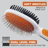 imageWahl Premium Pet Double Sided Pin Bristle Brush with Patented Stacked Pin Design for Dogs  Removes Loose Hair ampamp Stimulates the Skin while Creating a Soft Coat Shine  Model 858501Orange