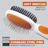 imageWahl Premium Pet Double Sided Pin Bristle Brush with Patented Stacked Pin Design for Dogs  Removes Loose Hair ampamp Stimulates the Skin while Creating a Soft Coat Shine  Model 858501Orange
