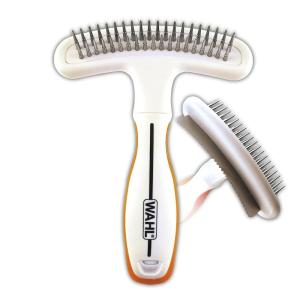 imageWahl 2in1 Combination Double Row Pet Rake with Hair Shedding Blade for Dog or Cat Fur by The Brand Used by Professionals  Model 858424Orange and White