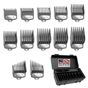 imageWahl Clipper Genuine SecureSNAP Attachment Guard Organization Kit with Hair Clipper Guards 14 Piece Elite Storage Kit Hair Clippers Grey 3291200Grey Metal