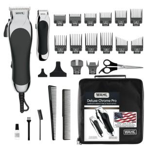 imageWahl Clipper USA Deluxe Corded Chrome Pro Complete Hair and Trimming Kit Includes Corded Clipper Cordless Battery Trimmer and Styling Shears for a Cut Every Time  Model 795245201M