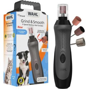 imageWahl Grind ampamp Smooth 2 Speed Battery Dog Nail Grinder with Concave Rounding Tip and Nail Guard for Increased Safety and Precise Nail Grinding  Model 3026333