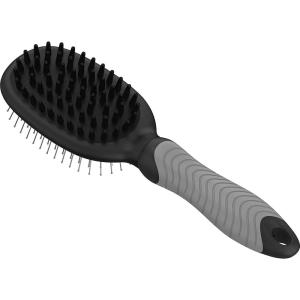 imageWahl Premium Pet Double Sided Pin Bristle Brush with Patented Stacked Pin Design for Dogs  Removes Loose Hair ampamp Stimulates the Skin while Creating a Soft Coat Shine  Model 858501Black and Gray
