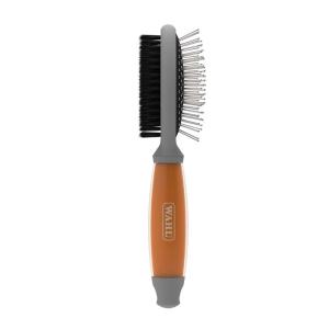 imageWahl Premium Pet Double Sided Pin Bristle Brush with Patented Stacked Pin Design for Dogs  Removes Loose Hair ampamp Stimulates the Skin while Creating a Soft Coat Shine  Model 858501Clear