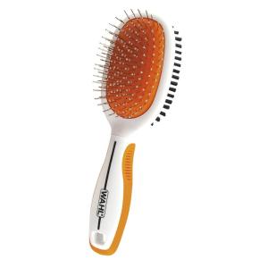 imageWahl Premium Pet Double Sided Pin Bristle Brush with Patented Stacked Pin Design for Dogs  Removes Loose Hair ampamp Stimulates the Skin while Creating a Soft Coat Shine  Model 858501Orange