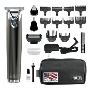 imageWahl Stainless Steel Lithium Ion 20 Slate Beard Trimmer for Men  Electric Shaver Nose Ear Trimmer Rechargeable All in One Mens Grooming Kit  Model 9864Slate