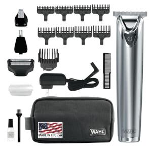 imageWahl Stainless Steel Lithium Ion 20 Slate Beard Trimmer for Men  Electric Shaver Nose Ear Trimmer Rechargeable All in One Mens Grooming Kit  Model 9864Stainless