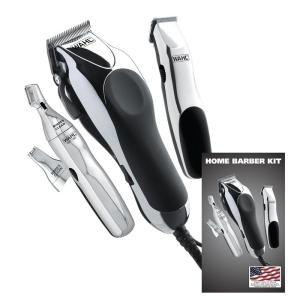 imageWahl USA Clipper Home Barber Kit Electric Corded Clipper and Battery Touch Up Trimmer ampamp Personal Groomer 30 Piece Kit for Haircutting at Home  Model 795243001P