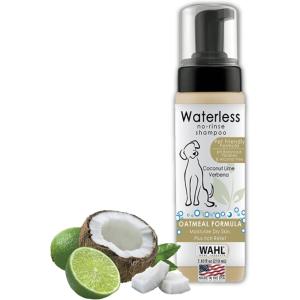 imageWahl USA Pet Friendly Waterless No Rinse Shampoo for Animals  Oatmeal ampamp Coconut Lime Verbena for Cleaning Conditioning Detangling ampamp Moisturizing Dogs ampamp Cats  71 Oz  Model 820015A