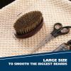 imageWahl Small Travel Beard Brush with 100 Boar Bristles with Firm Natural Hair for Grooming ampamp Styling  Wood Handle for Beards Mustaches Skin ampamp Hair Care  Model 3346Brown