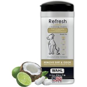 imageWahl USA Pet Refresh Cleaning Wipes for All Dog Breeds  Use on Ears Nose Paws Bottom ampamp Sensitive Areas  50 Wipes  Model 820017A