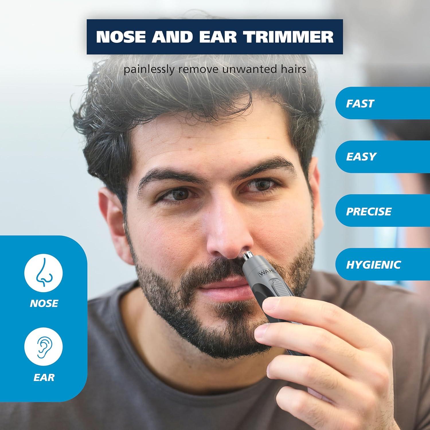 imageWahl Clipper Battery Operated Precision Ear and Nose Hair Trimmer for Men Hygienic Nose Trimmer with Rinseable Blade for Easy Cleaning Perfect for Travel  Model 3026462