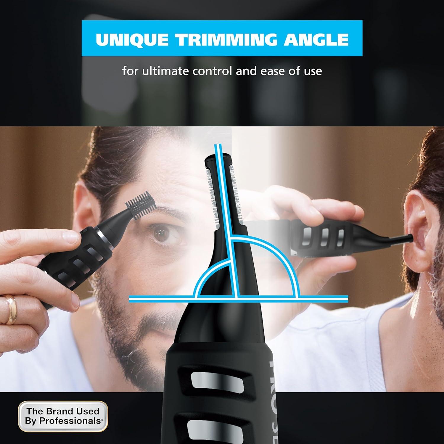 imageWahl DualTech Pro Series 2 in 1 Lithium Battery Dual Sided Eyebrow Trimmer and Nose Hair Trimmer for Men  Model 3025698