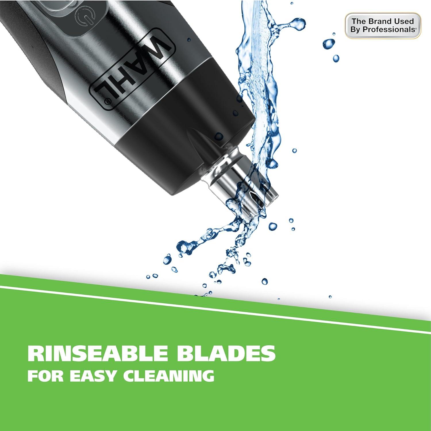 imageWahl Lighted Battery Nose Hair Trimmer for Men ampamp Women Painless Easy to See Nose Ear and Eyebrow Trimming with Built in Light Battery Included  Model 3023283BlackSilver