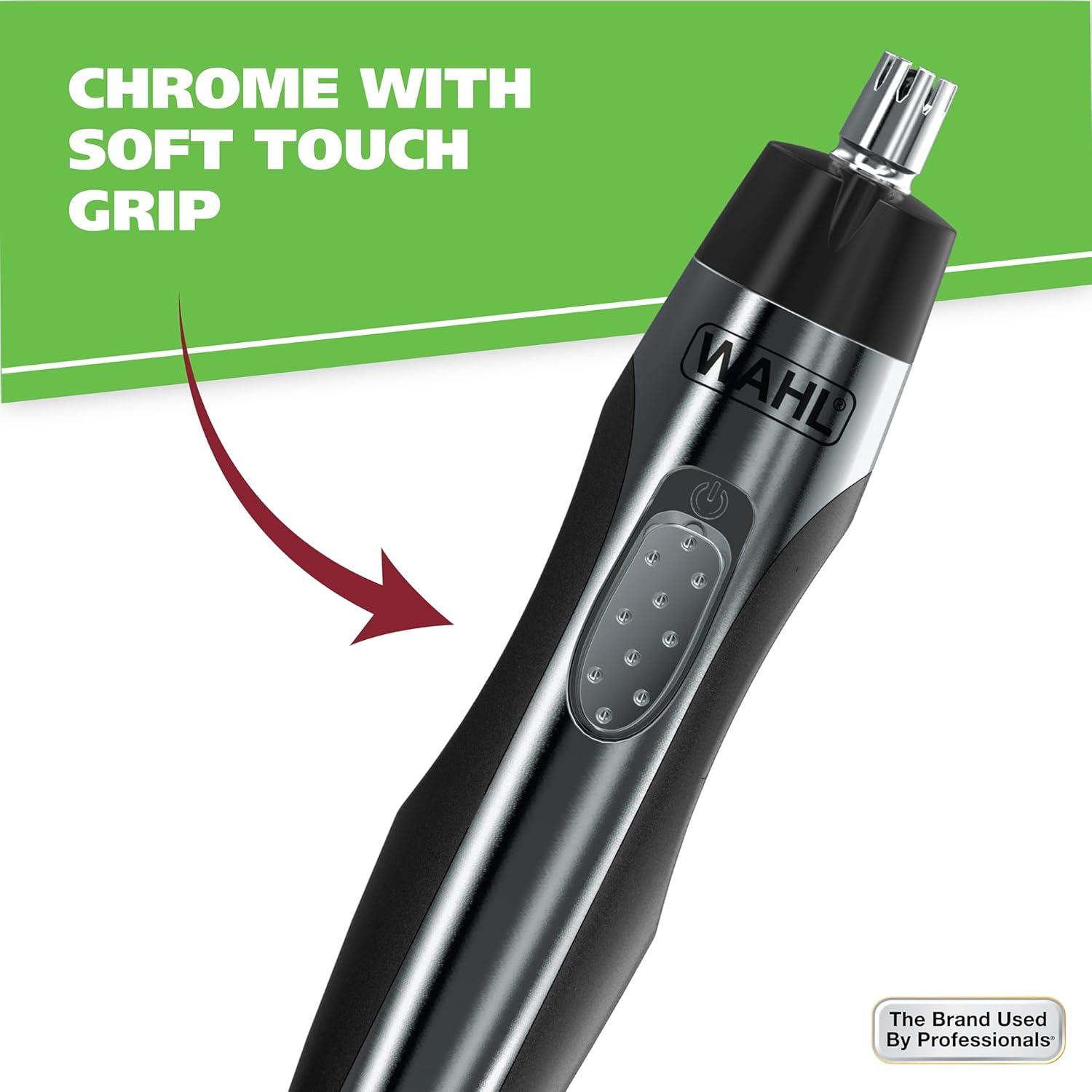 imageWahl Lighted Battery Nose Hair Trimmer for Men ampamp Women Painless Easy to See Nose Ear and Eyebrow Trimming with Built in Light Battery Included  Model 3023283BlackSilver