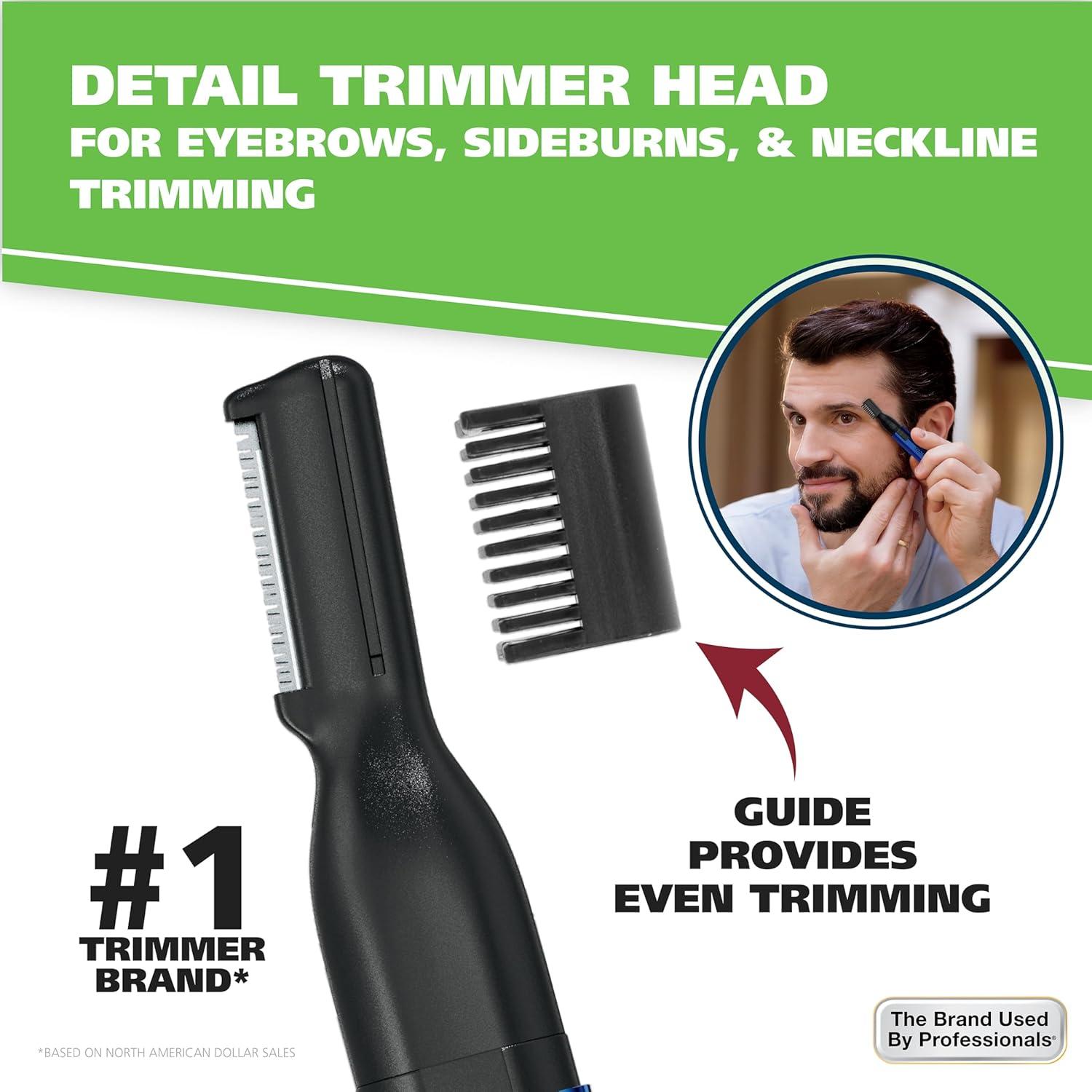 imageWahl Lithium 2 in 1 Battery Pen Detail Touch Up Trimmer for Nose Ear Neckline Eyebrow ampamp Other Detailing  Blue  by The Brand Used by Professionals  Model 56432002 Heads