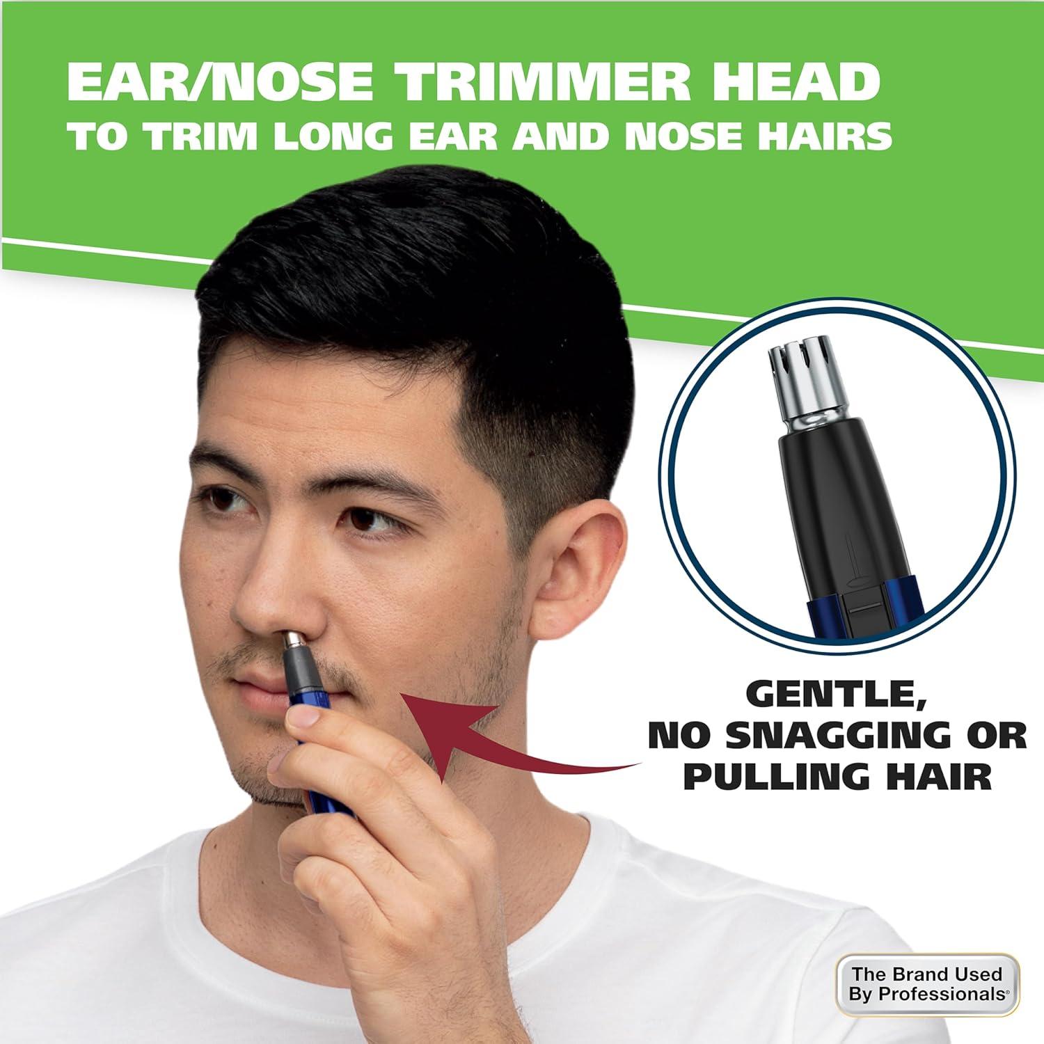 imageWahl Lithium 2 in 1 Battery Pen Detail Touch Up Trimmer for Nose Ear Neckline Eyebrow ampamp Other Detailing  Blue  by The Brand Used by Professionals  Model 56432002 Heads