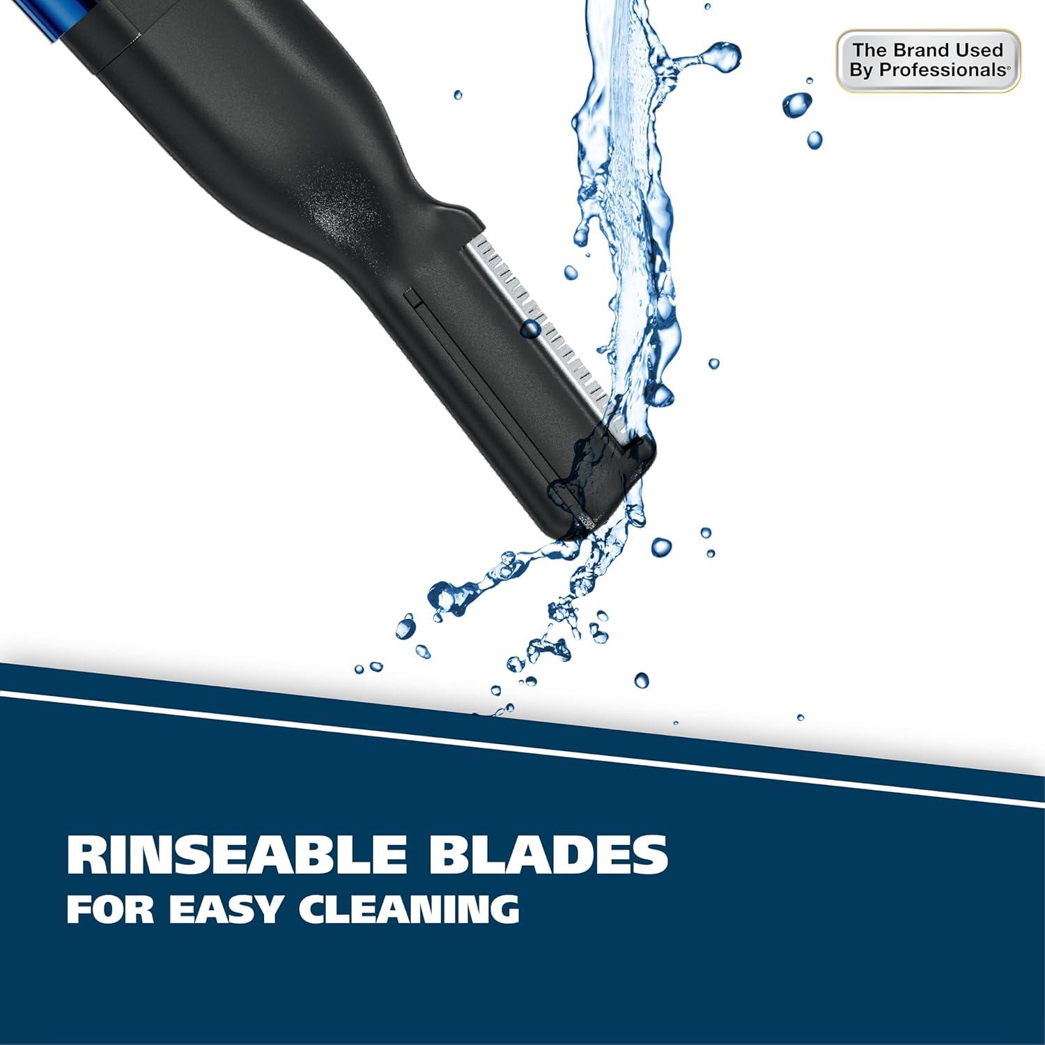 imageWahl Lithium 2 in 1 Battery Pen Detail Touch Up Trimmer for Nose Ear Neckline Eyebrow ampamp Other Detailing  Blue  by The Brand Used by Professionals  Model 56432002 Heads