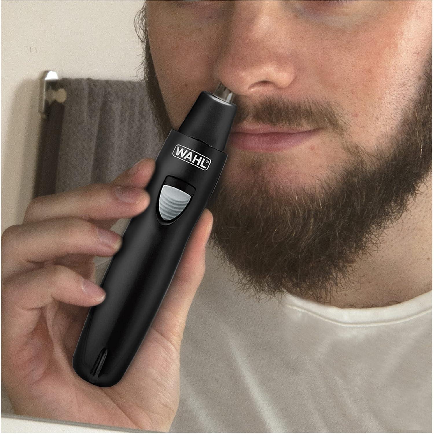 imageWahl Pro Series Rechargeable Eyebrow Ear ampamp Nose Hair Trimmer for Men  Painless DualTech Eyebrow Trimmer ampamp Facial Hair Removal Device  Model 3025656Groomsman