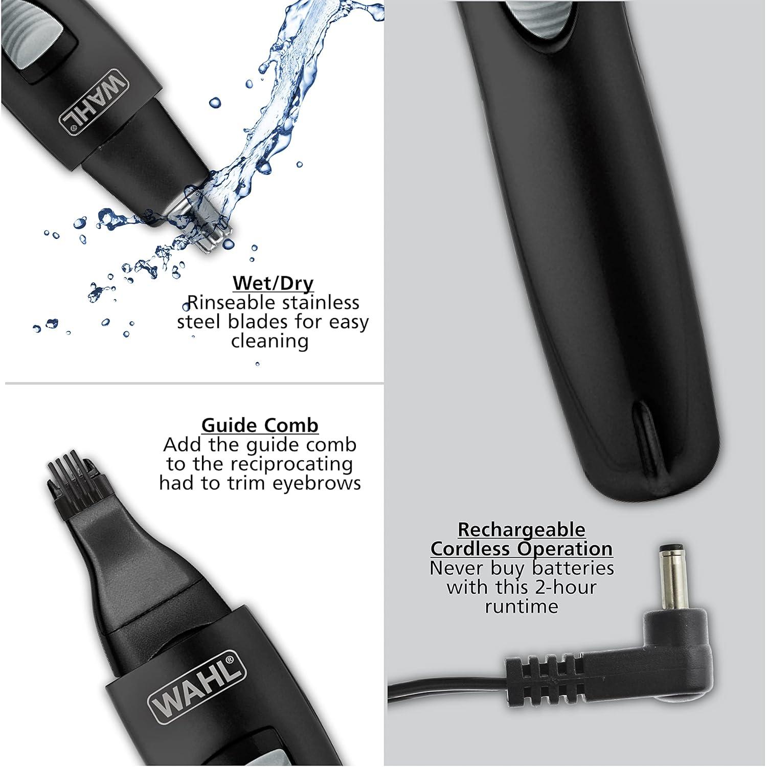 imageWahl Pro Series Rechargeable Eyebrow Ear ampamp Nose Hair Trimmer for Men  Painless DualTech Eyebrow Trimmer ampamp Facial Hair Removal Device  Model 3025656Groomsman