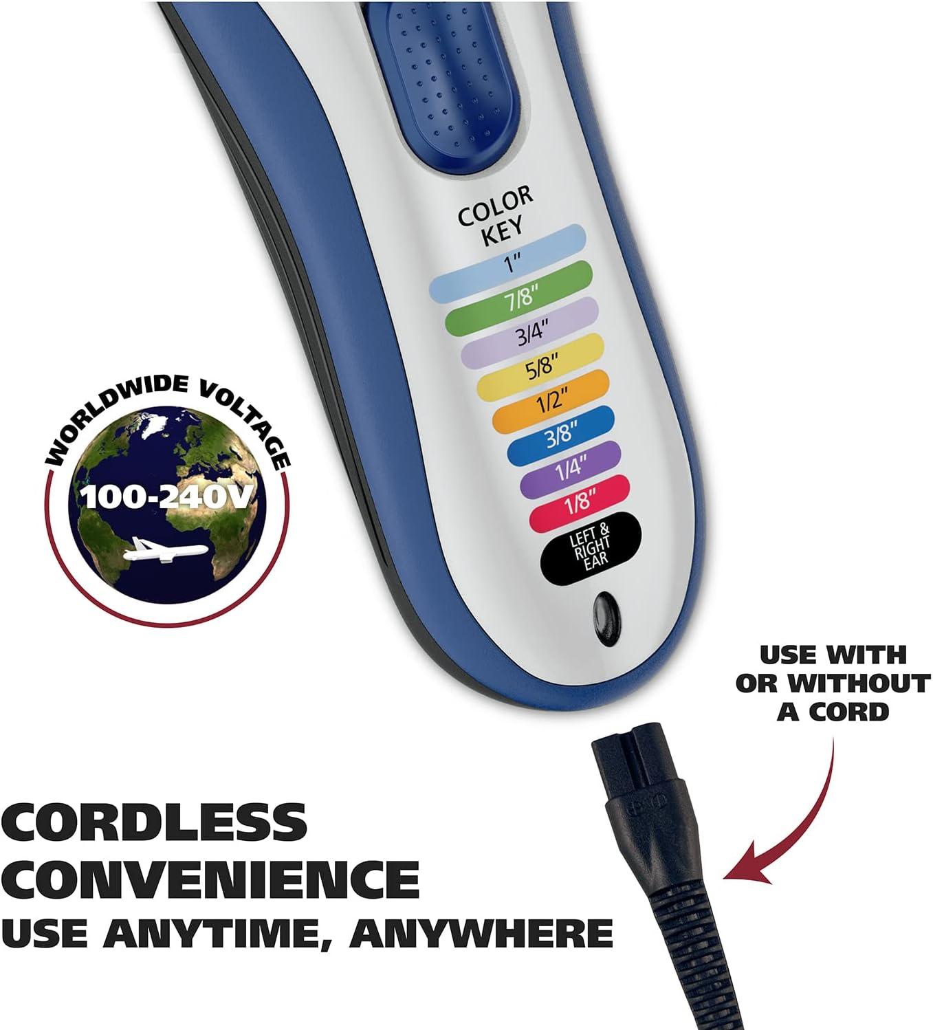 imageWahl Color Pro Cordless Rechargeable Hair Clipper ampamp Trimmer  Easy ColorCoded Guide Combs  for Men Women ampamp Children  Model 9649PWhiteBlue