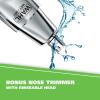 imageWahl Groomsman Rechargeable Beard Trimmer kit for Mustaches Nose Hair and Light Detailing and Grooming with Bonus WetDry Battery Nose Trimmer  Model 5622vSilver