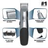 imageWahl Groomsman Rechargeable Beard Trimmer kit for Mustaches Nose Hair and Light Detailing and Grooming with Bonus WetDry Battery Nose Trimmer  Model 5622vSilver