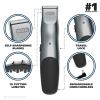 imageWahl Groomsman Rechargeable Beard Trimmer kit for Mustaches Nose Hair and Light Detailing and Grooming with Bonus WetDry Battery Nose Trimmer  Model 5622vSilverBlack