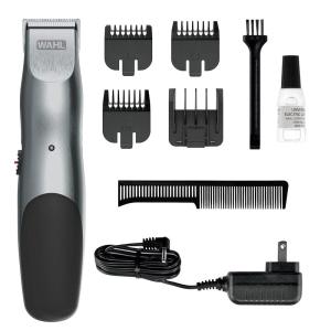 imageWahl Groomsman Rechargeable Beard Trimmer kit for Mustaches Nose Hair and Light Detailing and Grooming with Bonus WetDry Battery Nose Trimmer  Model 5622vSilverBlack
