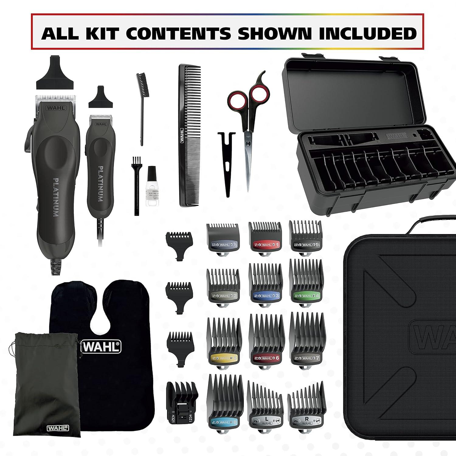 imageWahl USA Pro Series Platinum Corded Clipper ampamp Corded Trimmer for Home Haircutting with Color Coded Guide Combs  Model 79804100