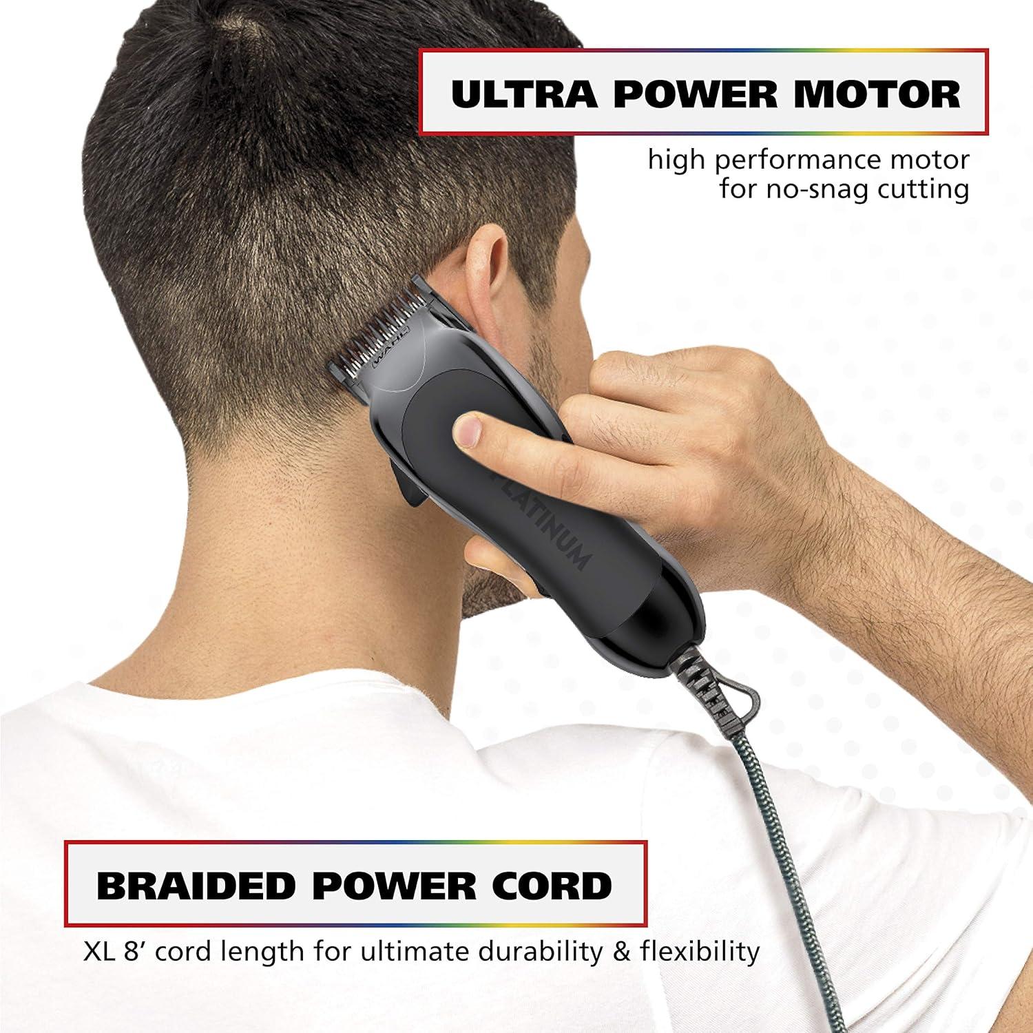 imageWahl USA Pro Series Platinum Corded Clipper ampamp Corded Trimmer for Home Haircutting with Color Coded Guide Combs  Model 79804100