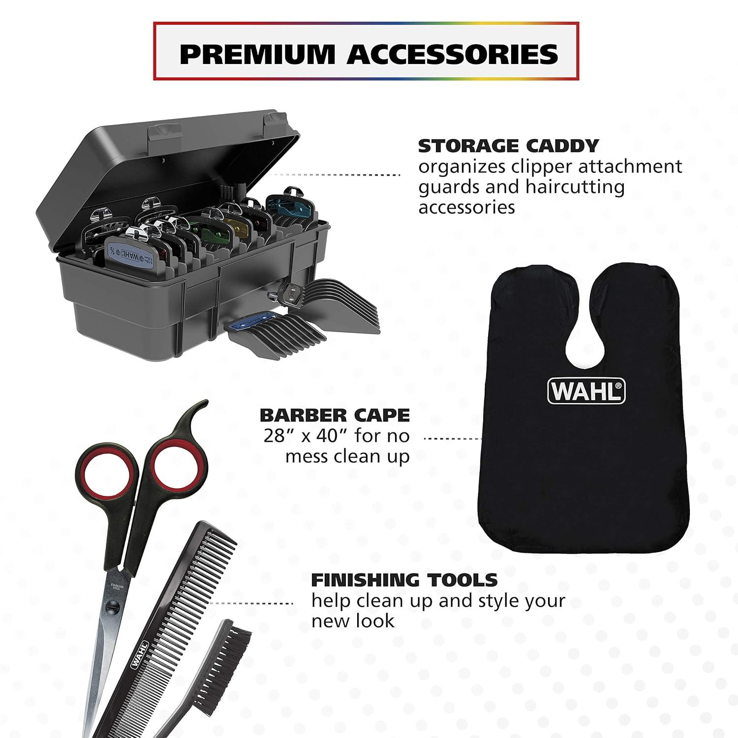 imageWahl USA Pro Series Platinum Corded Clipper ampamp Corded Trimmer for Home Haircutting with Color Coded Guide Combs  Model 79804100