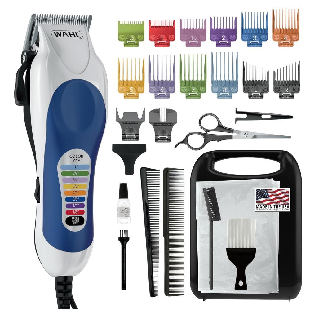 imageWahl Clipper USA Color Pro Complete Haircutting Kit with Easy Color Coded Guide Combs  Corded Clipper for Hair Clipping ampamp Grooming Men Women ampamp Children  Model 793001001M1 Count Pack of 1